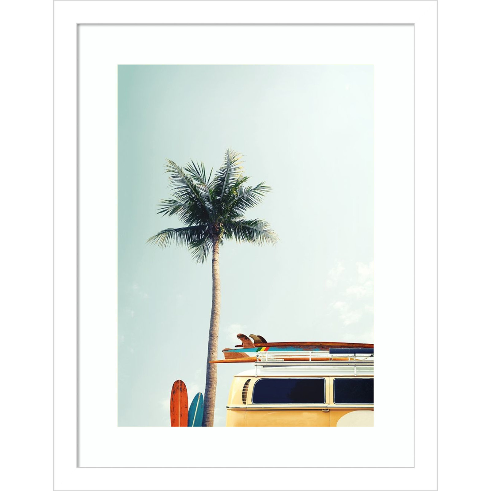 Raleigh "Surf Bus Yellow" Photo Print, 15.25" H x 12" W x 0.75" D, Matte White