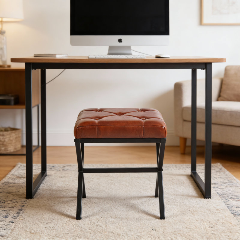 Tabouret en similicuir l 15,5 po, Brun