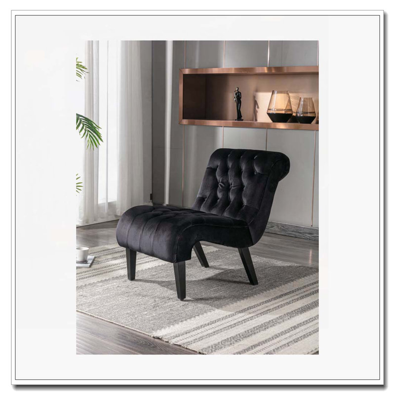 Chaise de salon en velours sans accoudoirs, Noir