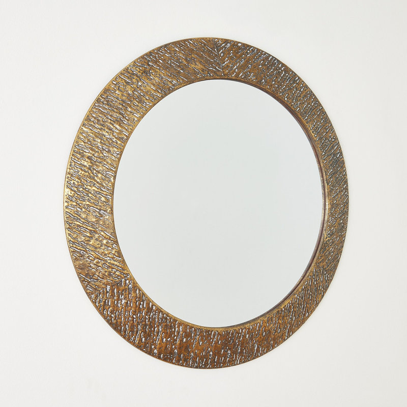 Miroir mural rond - cuivre antique