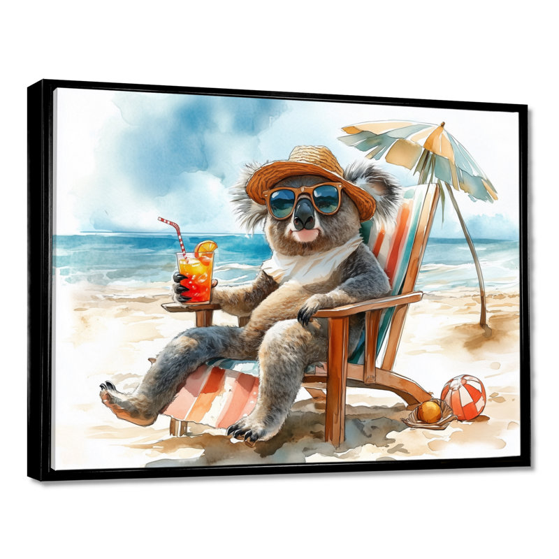 Sammons - décoration murale animaux côtiers, Toile avec cadre flottant noir, H 12 po x l 20 po x P 1 po