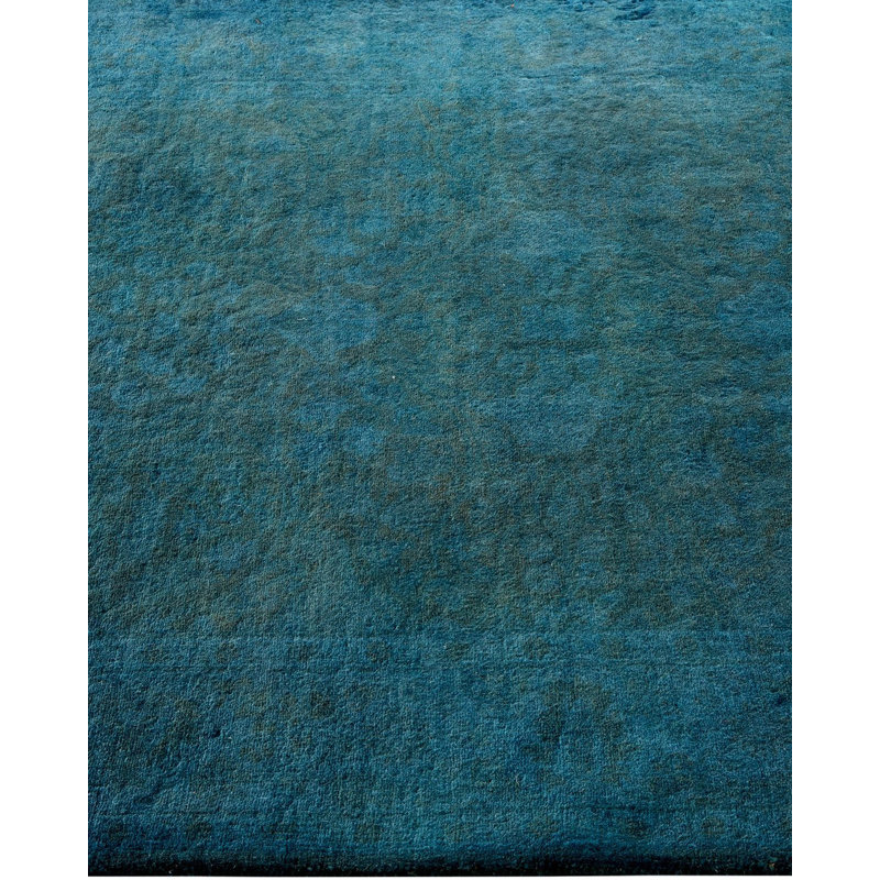 Tapis bleu noué à la main de conception unique Holsworth - bleu