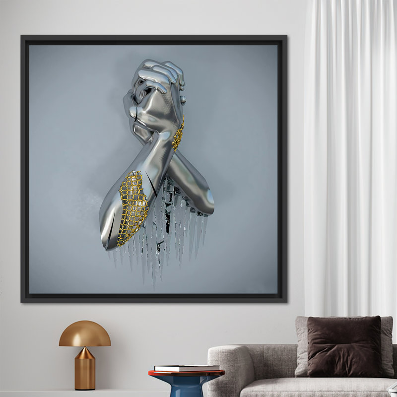 Art mural 3D métallique à la main: impression moderne sur toile pour un décor tendance, Noir, H 41 po x l 41 po