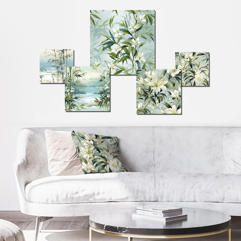 Herne - ensemble d'art mural floral de 5