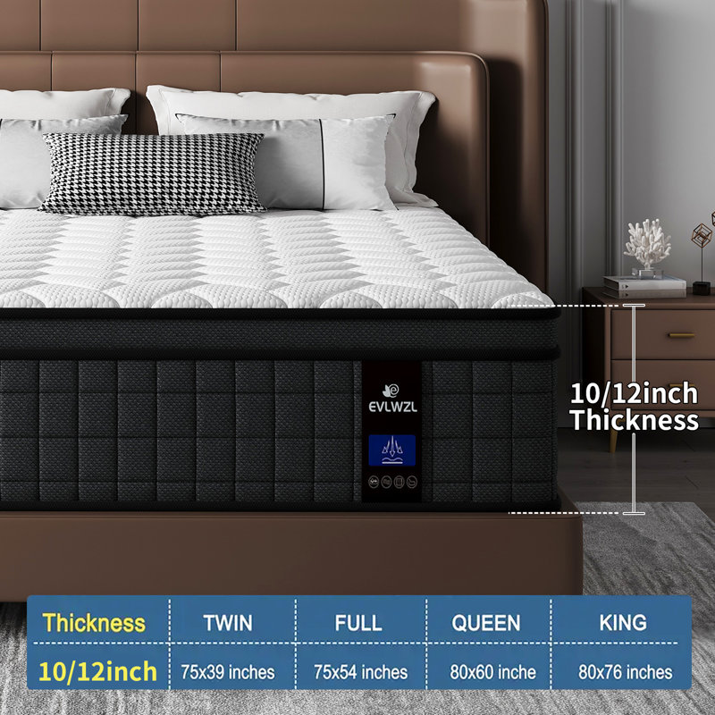 Wayfair Sleep 10''/12'' Medium Pocket Spring Hybrid Mattress with CertiPUR-US, Twin, 12"