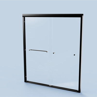 72" H Double Sliding Shower Door, 56"-60"W, 1/4" Tempered Glass, Matte Black, Easy To Install Bathroom Door Black Bypass Enclosure, 56"-60"W*72"H, 6Mm Safe Partition