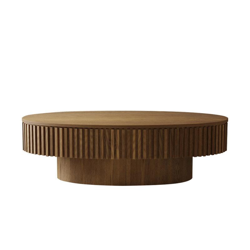 Table basse 47 po ovale avec rangement Table d'appoint moderne en placage de bois massif pour salon (seulement avec table basse)