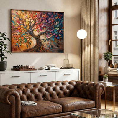 «Whimsical Colorful Autumn Tree Landscape», impression sur toile tendue