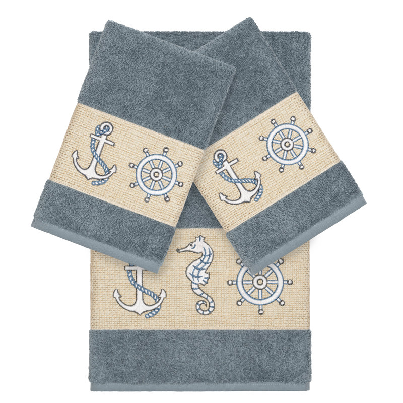 Easton 3-Piece Turkish Cotton Towel Set, Teal, 4 Pieces Towel Set