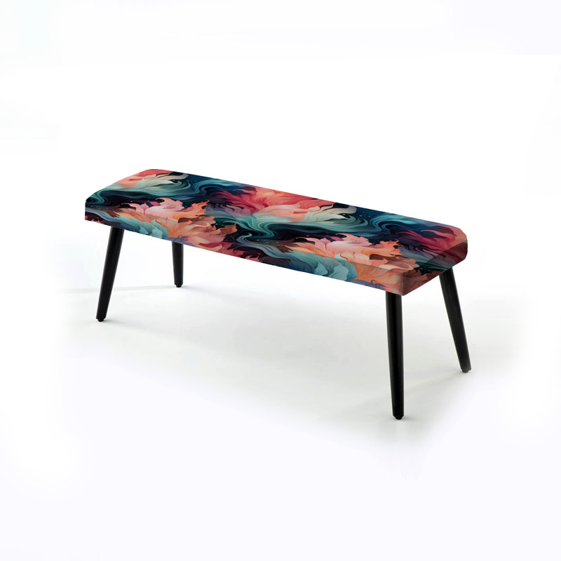 Corail Illusion - motif tropical - banc rembourré noir Tropical