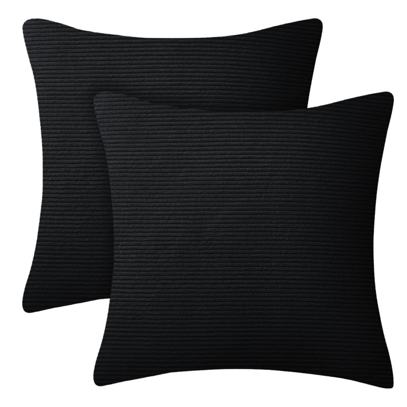 Striped Square Scatter Cushion Cover, Black