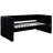 Daybed With Trundle In Black Transitional Vibe, Padded Flannelette Upholstery, Button , Design, Nailhead Trim, Slat Kit Trundle, Finish,