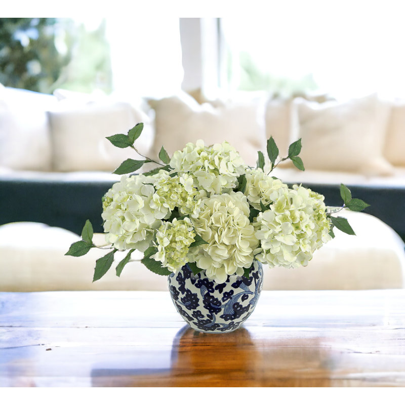 Polysilk Hydrangea Arrangement in Vase