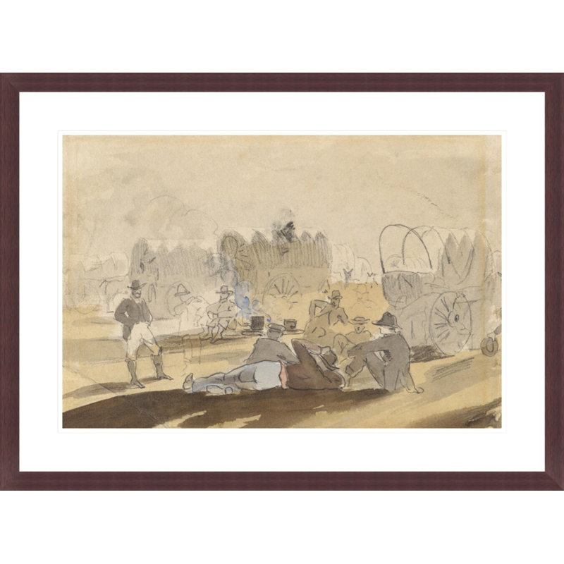 Caravane avec wagons couverts [recto] par Winslow Homer - Impression Giclée encadrée, H 21,87 po x l 29,5 po