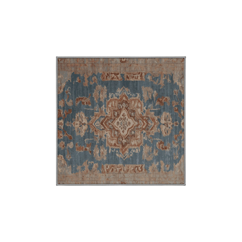 Machine Washable Gray Area Rug, Square 7'
