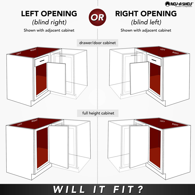 Two-Tier Maple Solid Bottom Girasolo For Left Door/Blind Right Corner Cabinet - 12" Opening, 32.73" W
