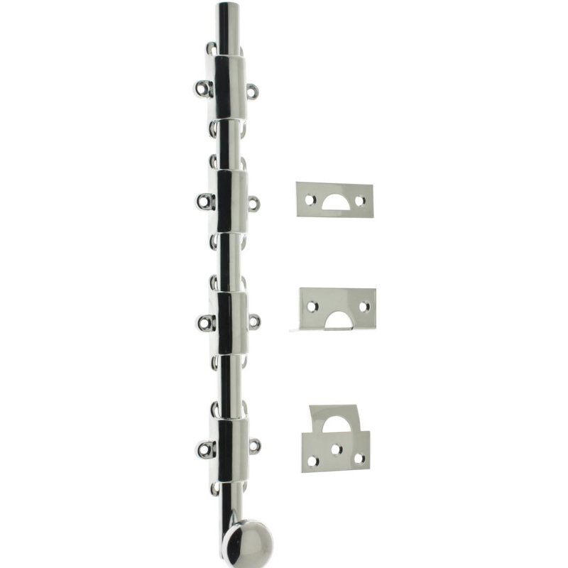 Solid Brass 24" Heavy Duty Surface Bolt, Polished Chrome