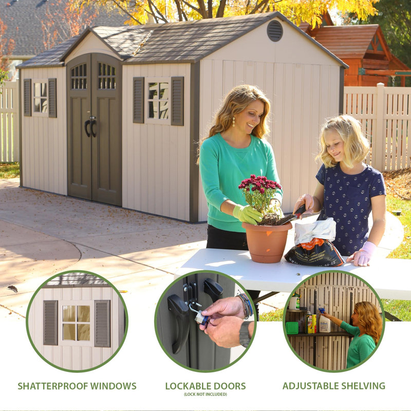 15 Ft. x 8 Ft. High-Density Polyethylene (Plastic) Steel Reinforced Outdoor Storage Shed