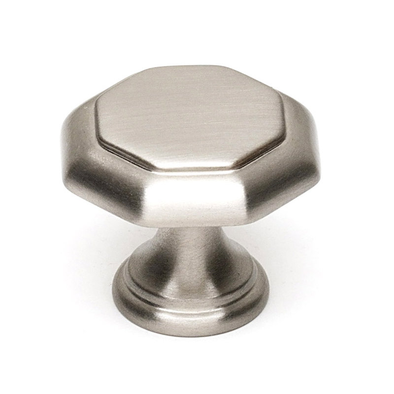 Geometric Geometric Knob, Satin Nickel, 1" H x 1" W x 0.63" D