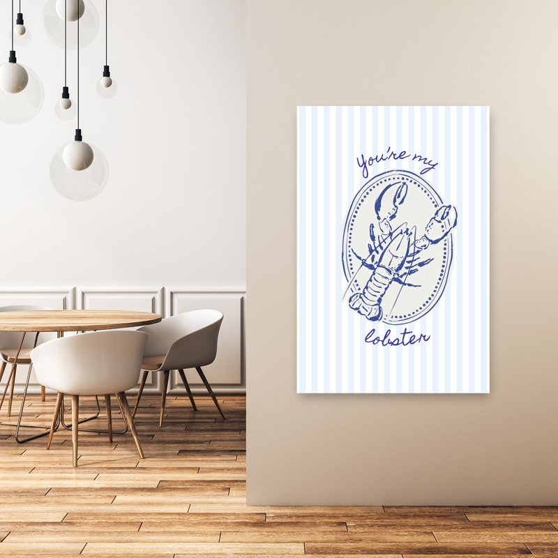 You'Re My Lobster Quote Romantic Lobster Coastal Wall Art Print by Jolly And Dash - Wrapped Canvas Print