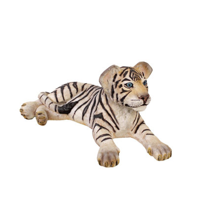 Laying Siberian Tiger Cub Life Size Statue