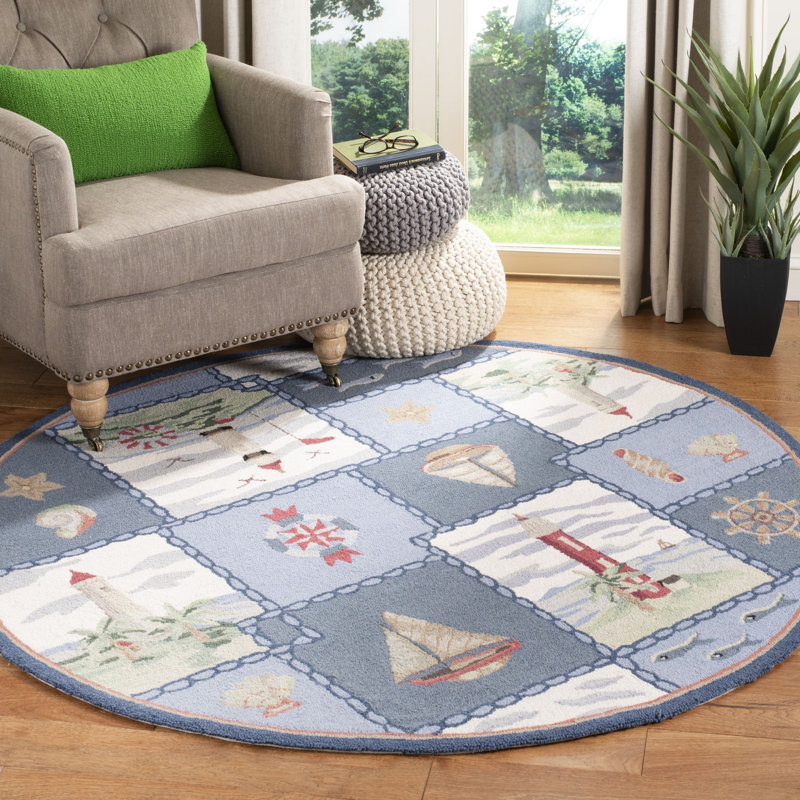 Tapis en laine crocheté à la main Jonsson, Rond 4 pi