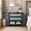 Table de chevet étroite en rotin avec 2 tiroirs et tablette de rangement Boho-1048657225