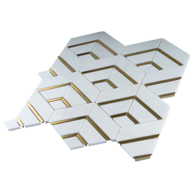 Natural Dorato 12.01 in. x 11.58 in. Hexagon Polished Marble Mosaic Tile
