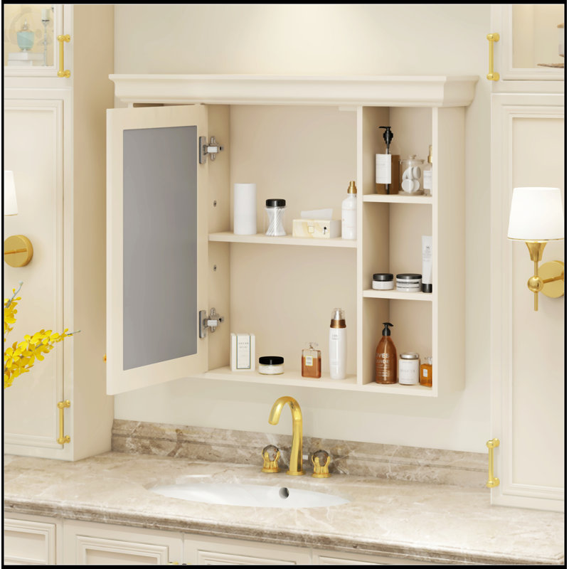Armoire de salle de bain Moreauville, Crème, crème