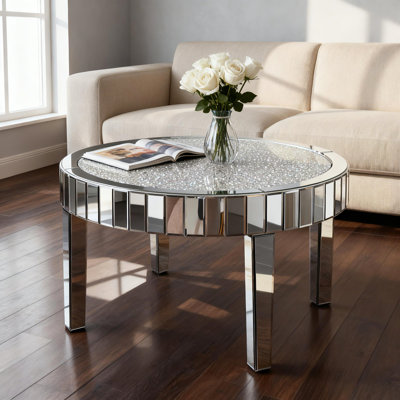 Amla Mirrored Glass Modern Coffee Table