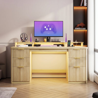 Computer Desk with Built-In Electrical Outlet
