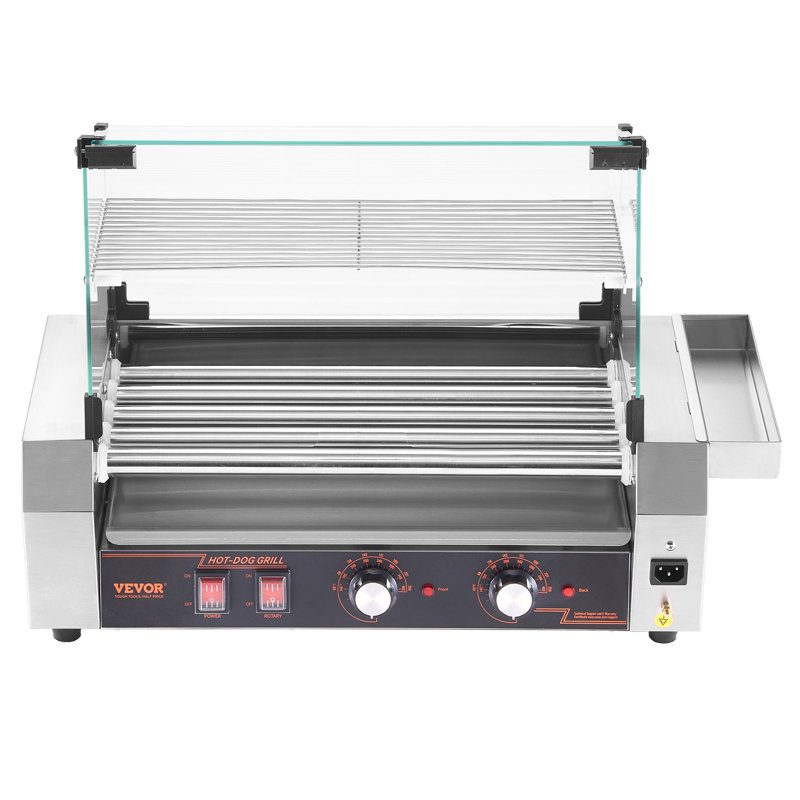 Couvercle de cuisinière à gril électrique à 11 rouleaux et à hot-dogs électrique de 1 600 W 