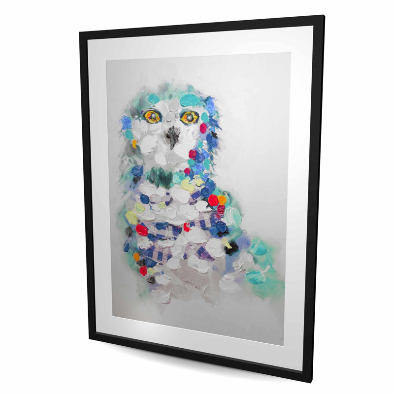 Abstrait hibou - reproduction encadrée mate pour le décor de la chambre à coucher, H 48 po x l 36 po, Noir