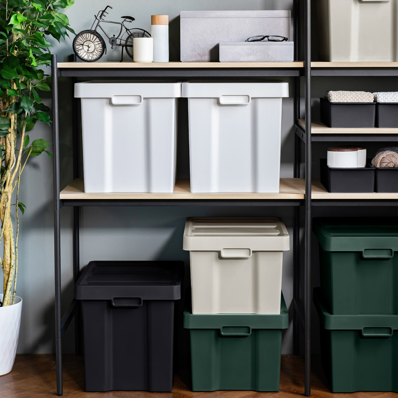 Boîte de rangement en plastique ike-it, H 10,28 po x l 13,15 po x P 17,13 po, Vert