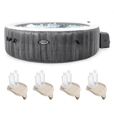 Intex Purespa Inflatable Spa and Attachable Drink and Snack Tray (4 Pack) -  28441EP + 4 x 28500E