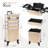 Stylish Rolling Makeup Case With Wheels, 5-In-1 Transformable Cosmetic Trolley With Crystals
