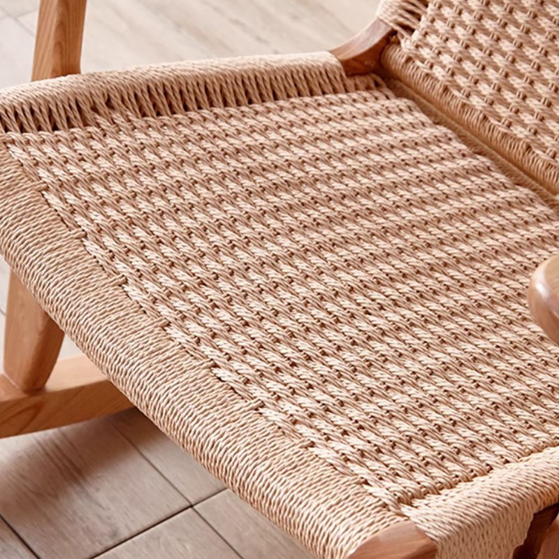 Chaise berçante en bois massif simple décontracté, Brun