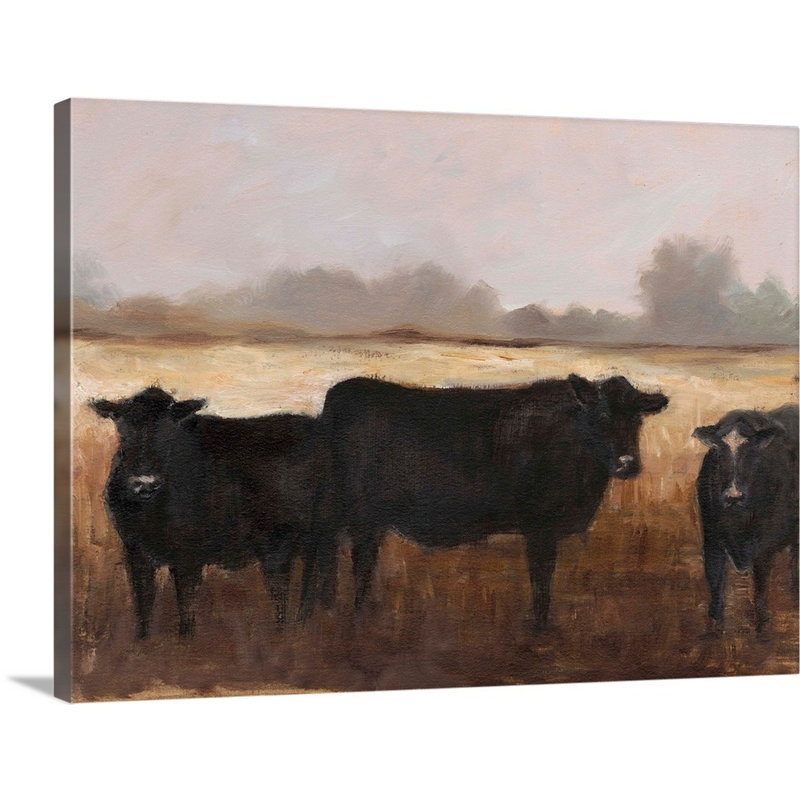 «Black Cows I», art mural sur toile, H 12 po x l 16 po x P 1 po, Toile tendue