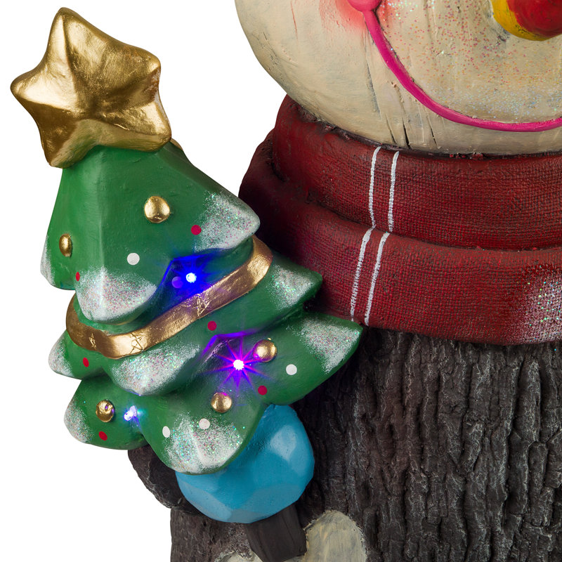 48"H Outdoor Solar Snowman Statue Holiday Decoration with Color Changing LED Lights