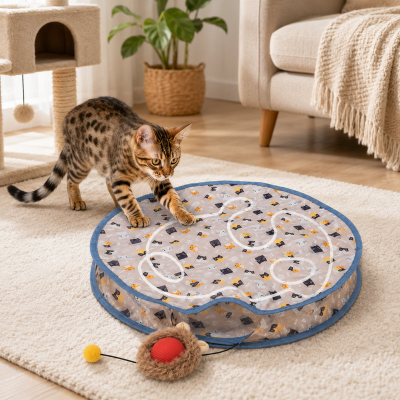Housse de protection pour chat amusant avec cache-ball et balle de roulement automatique, jouet interactif pour animaux de compagnie