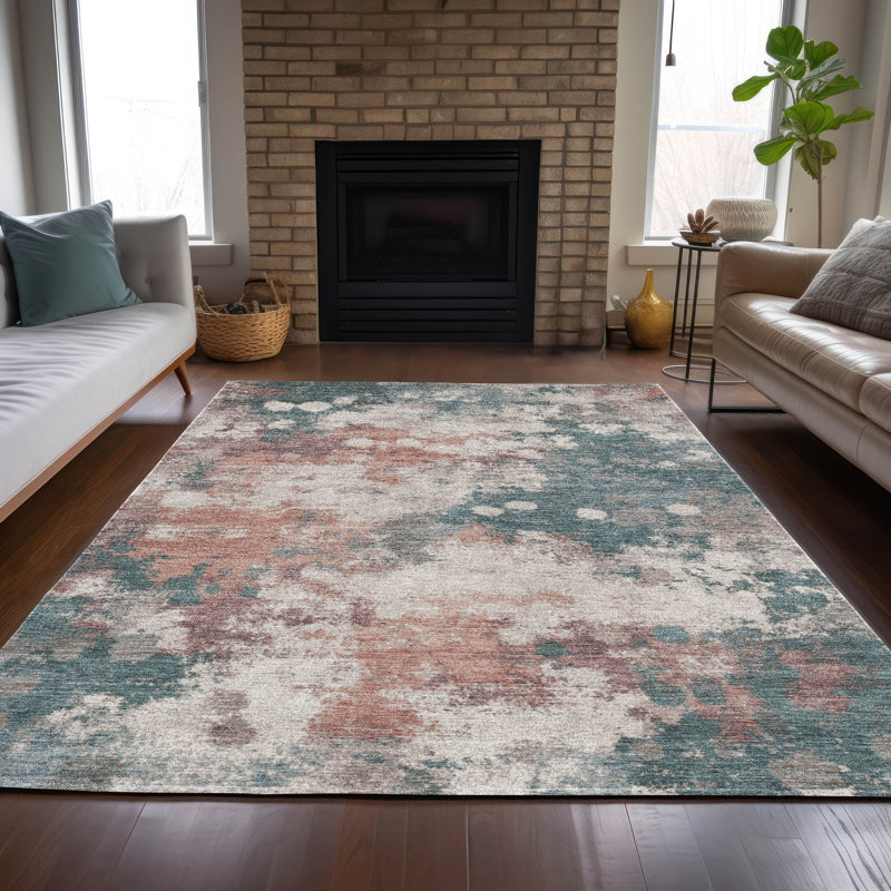 Tapis corail Xhevrie intérieur / extérieur lavable à la machine, Rectangulaire 3 pi x 5 pi