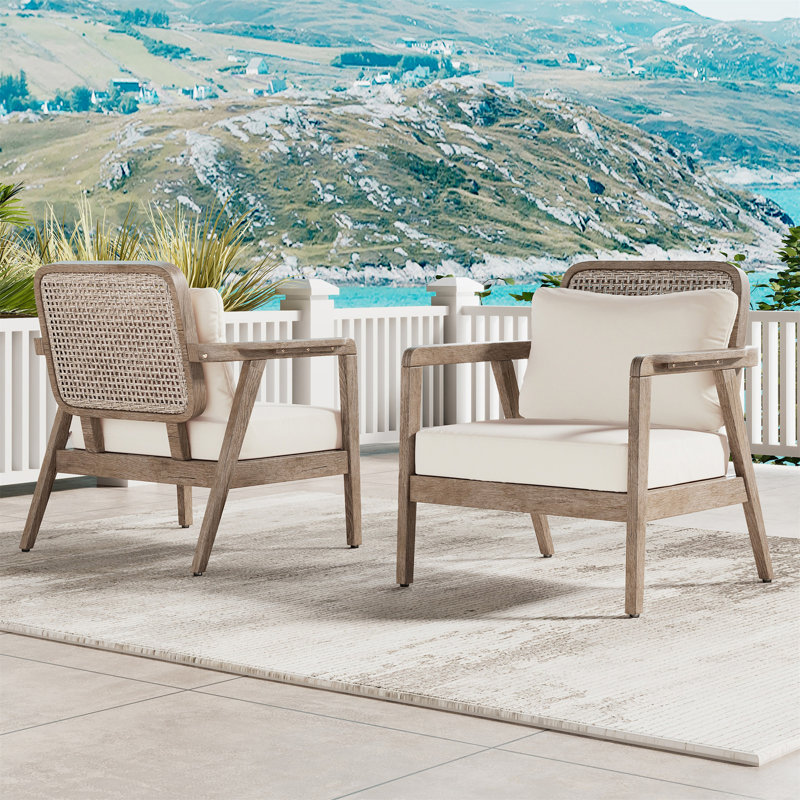Curtis Outdoor Acacia Club Chair With Cushions, Light Brown