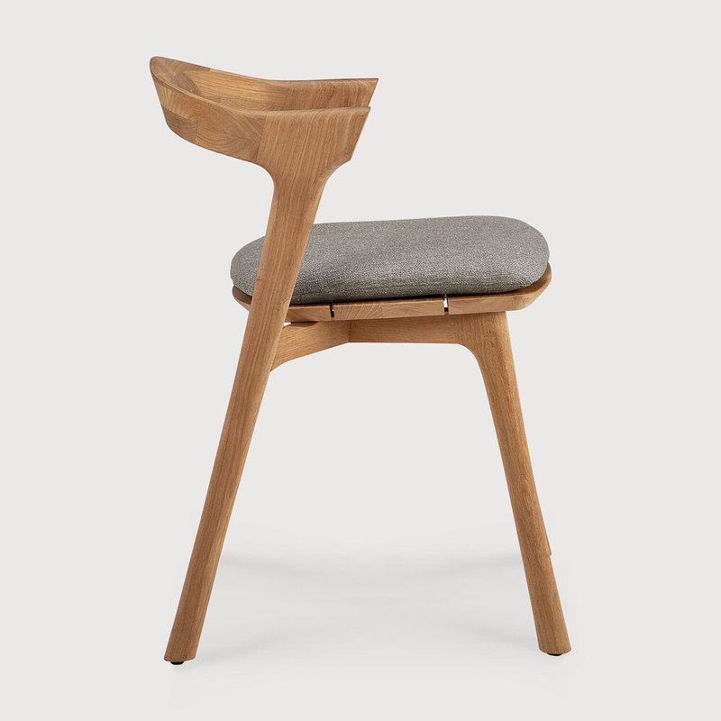 Bok Outdoor Dining Side Chair, Teak  Frame/Mocha Cushion