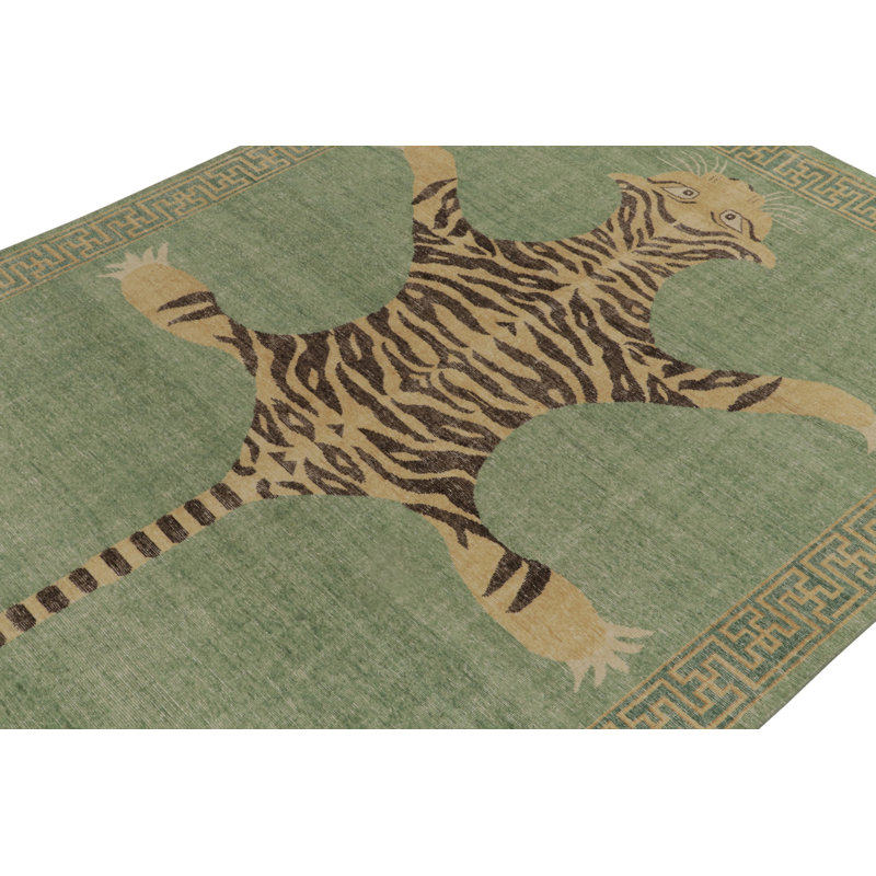 Distressed Homage Hand Knotted Wool Animal Print Area Rug, Rectangle 12' x 15'