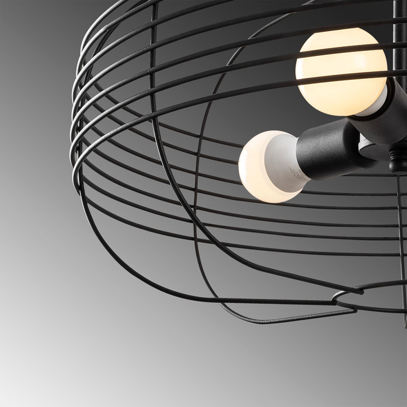 3 - Light Iron Dimmable Globe Chandelier