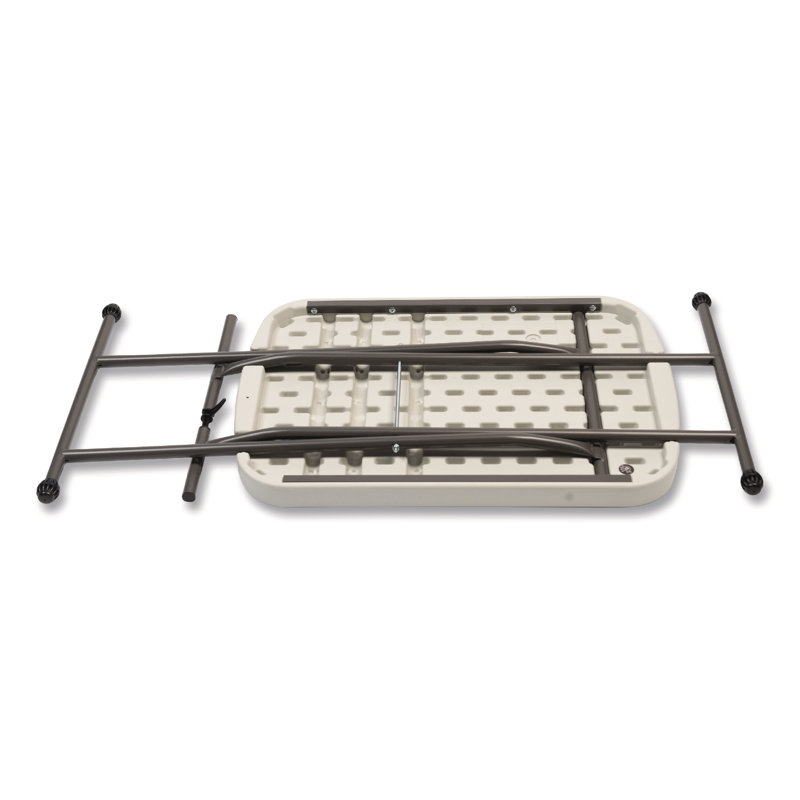 Adjustable White and Dark Gray Folding Table with Metal Legs