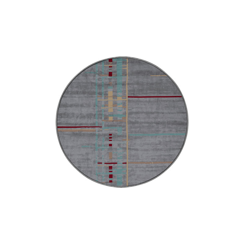 Tapis gris lavable à la machine, Rond 7 pi