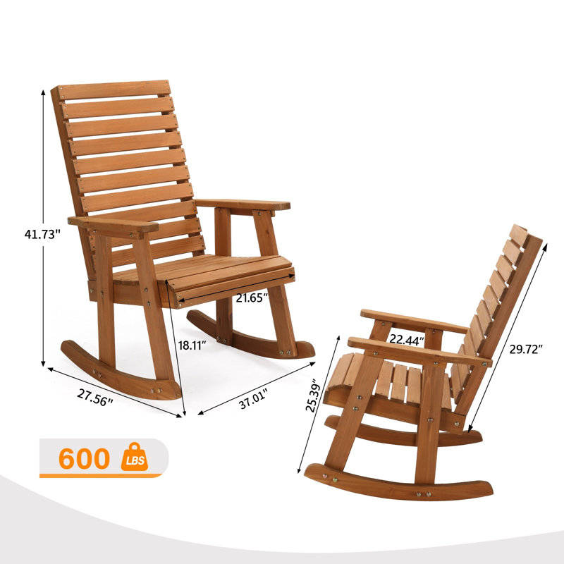 Chaise berçante en bois de sapin, Teck