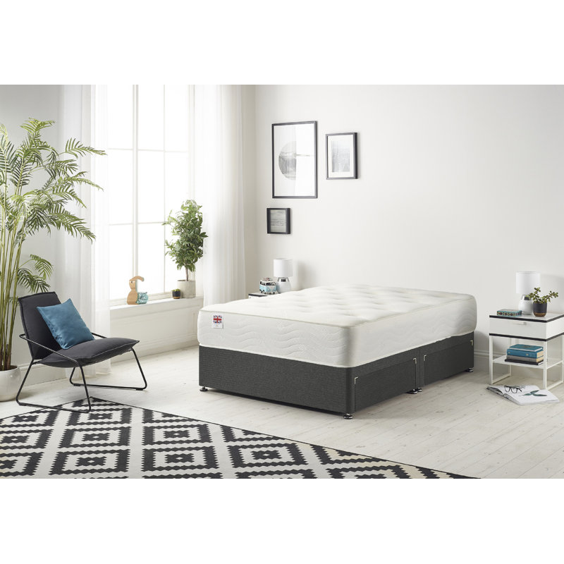 Copple Coilsprung Divan Bed Set, Double (4'6), Charcoal, 2 Drawers