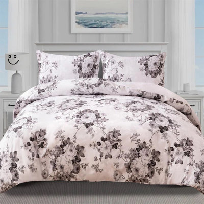 Modern Stylish 100% Cotton Rich 3pcs Floral Duvet Cover Sets Luxurious Flowers & Branches Pattern, Botanical Comforter Cover Sets with Button Closure